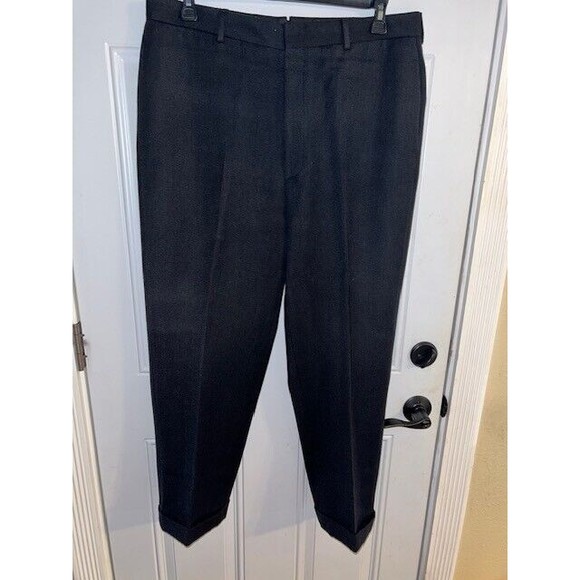 Polo Ralph Lauren Pants Mens Size 36R Blue Label Wool Black Cuff Made in Italy - Picture 1 of 8